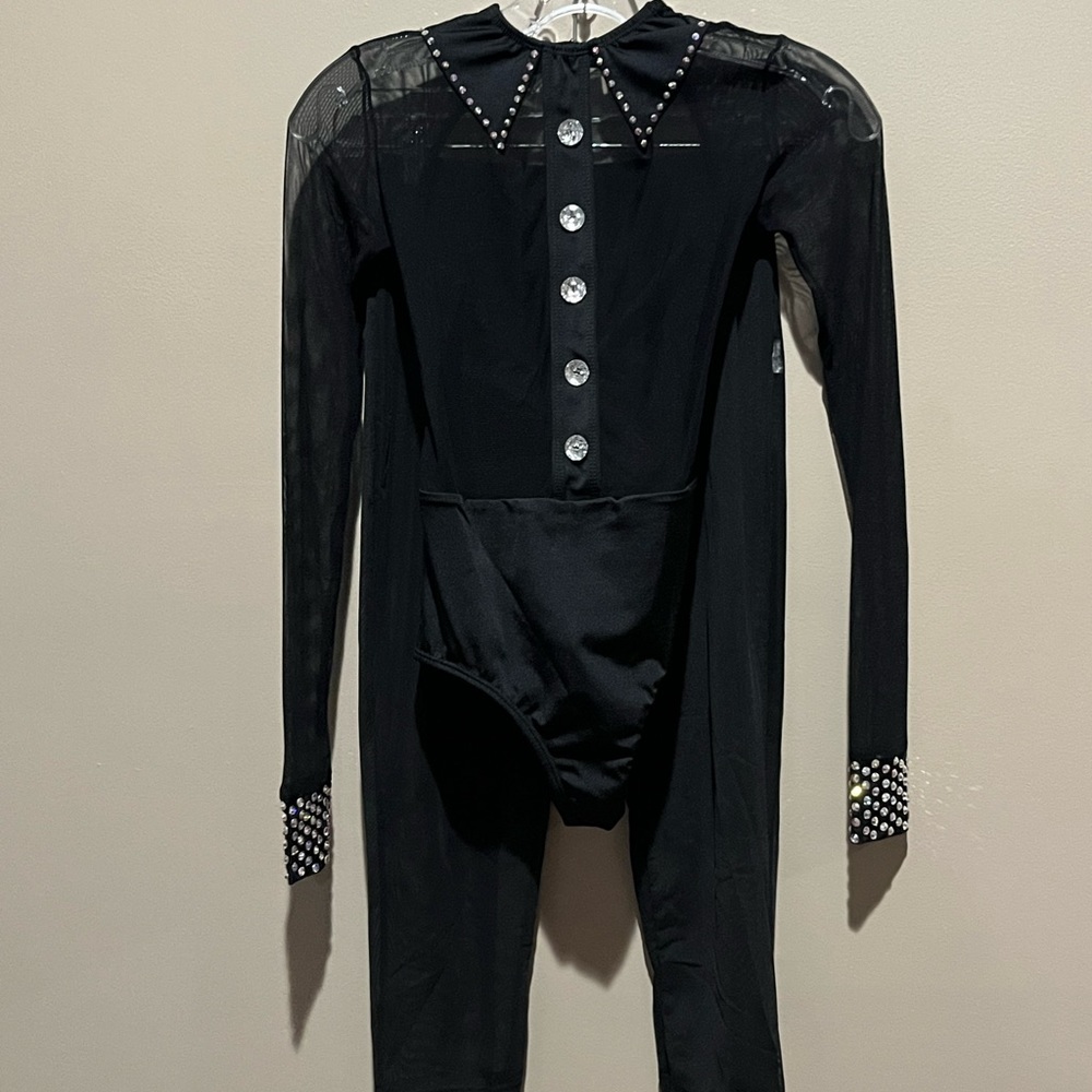 Black dance costume with rhinestones